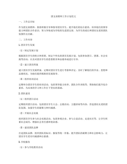 团支部教师工作计划范文