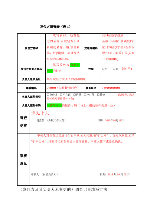 农村土地确权表格填写方法表