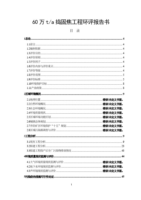 新世纪焦化有限公司60万t捣固焦工程环境影响报告书