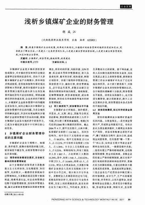 浅析乡镇煤矿企业的财务管理