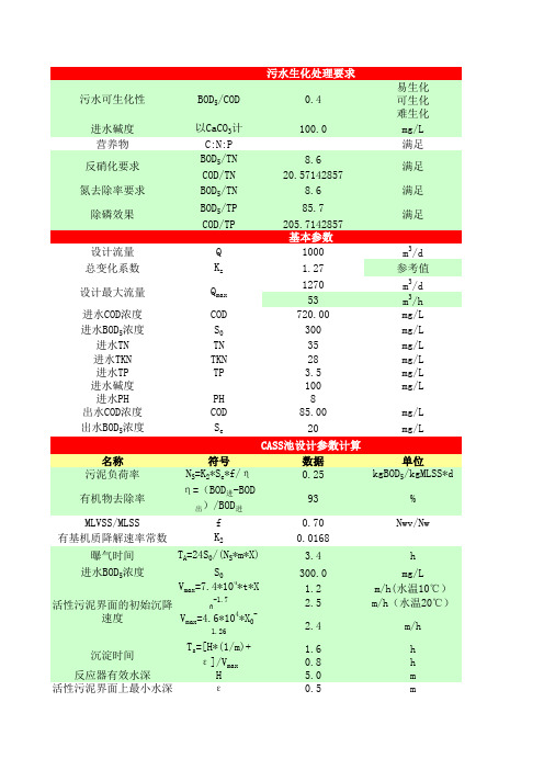 CASS池参数计算