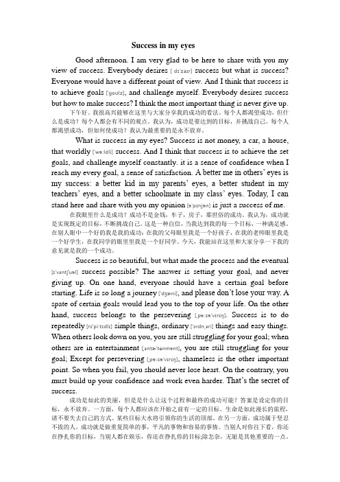 你眼中的成功 中英