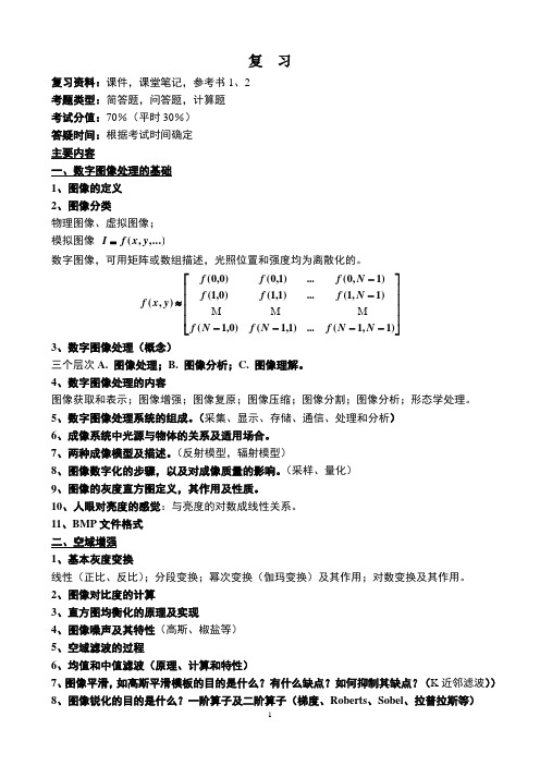 天津大学精仪光电图像处理 复习提纲