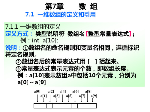 711一维数组的定义定义方式类型说明符数组名整型常量