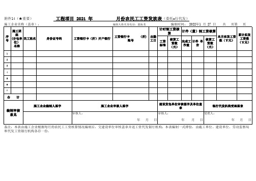 农民工工资发放表