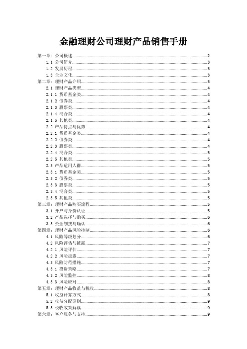 金融理财公司理财产品销售手册