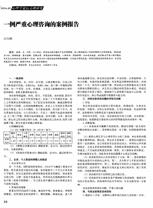 一例严重心理咨询的案例报告