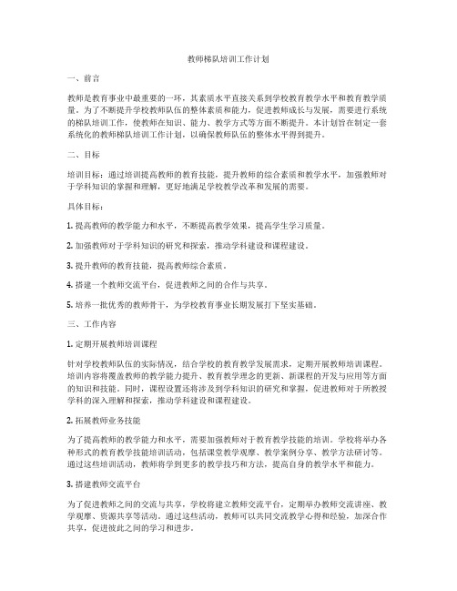 教师梯队培训工作计划