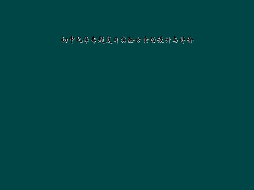 初中化学专题复习实验方案的设计与评价