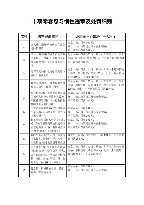 施工现场10项零容忍