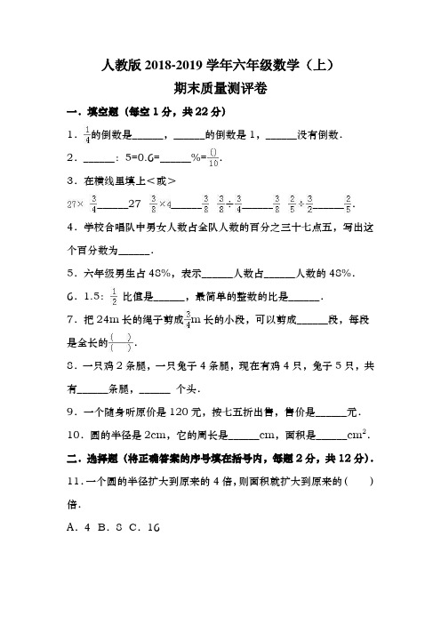 人教版六年级上册数学期末质量检测 (31)