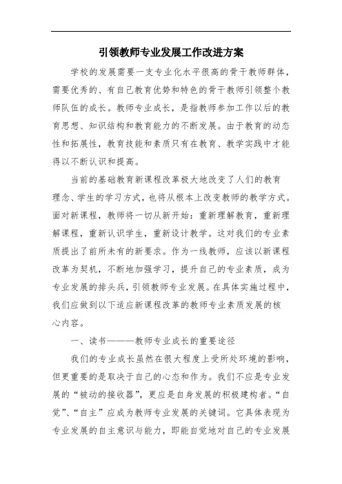 引领教师专业发展工作改进方案 参考范文