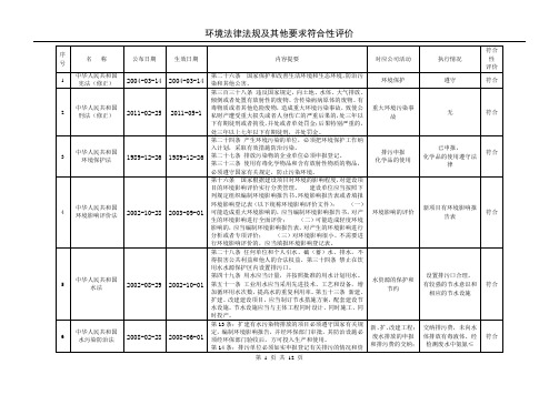 环境法律法规及其他要求符合性评价