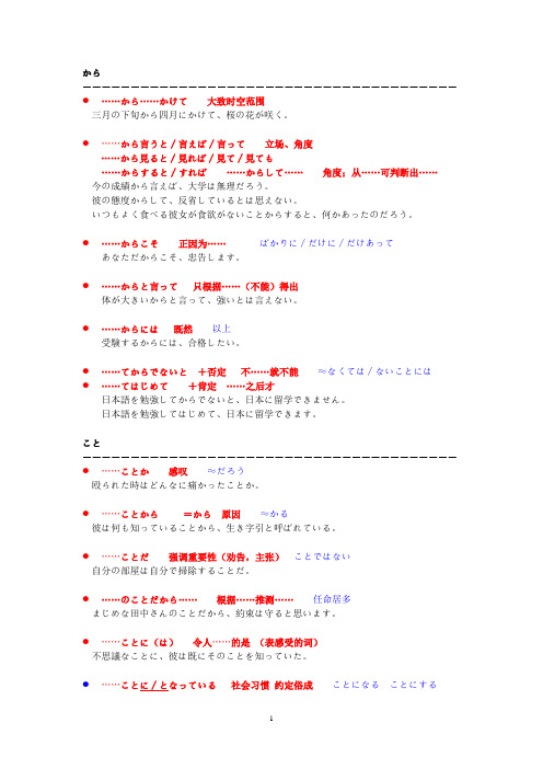 日语N2语法简单总结