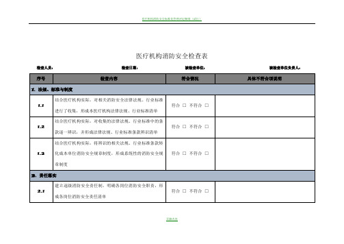 医疗机构消防安全检查表