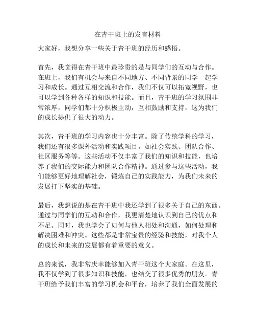 在青干班上的发言材料