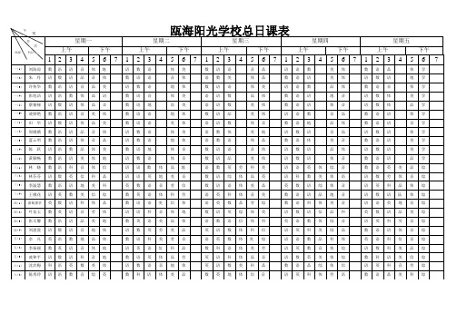 五、2012第二学期阳光学校总课程表