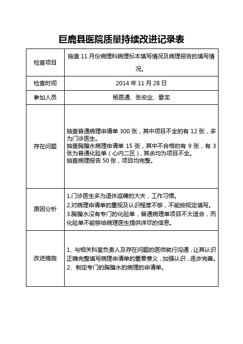 2014-11-28病理科持续质量改进记录表