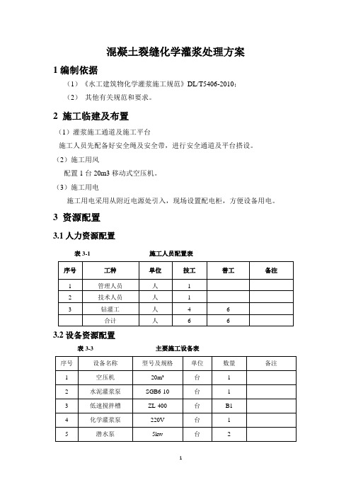 混凝土裂缝化学灌浆处理方案