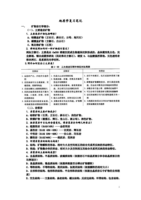 地质学笔记-期末考试-考研复习通用重点笔记