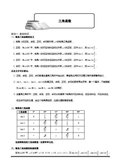 三角函数知识点及典型例题