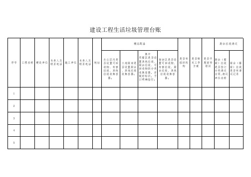 建设工程生活垃圾管理台账