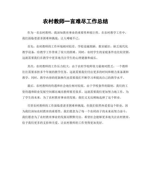 农村教师一言难尽工作总结