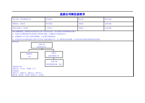 医药公司商务部销售主管职位说明书