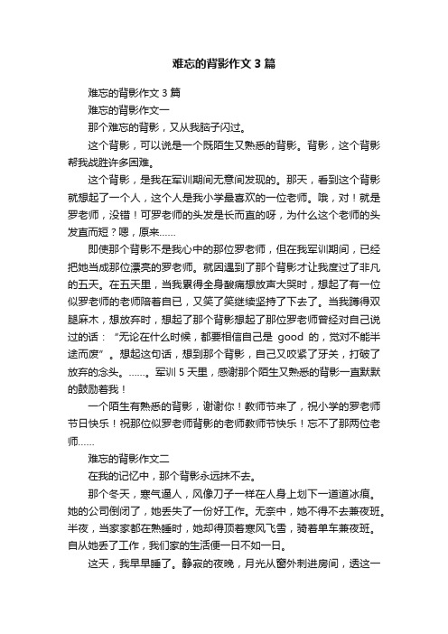 难忘的背影作文3篇