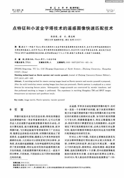 点特征和小波金字塔技术的遥感图像快速匹配技术