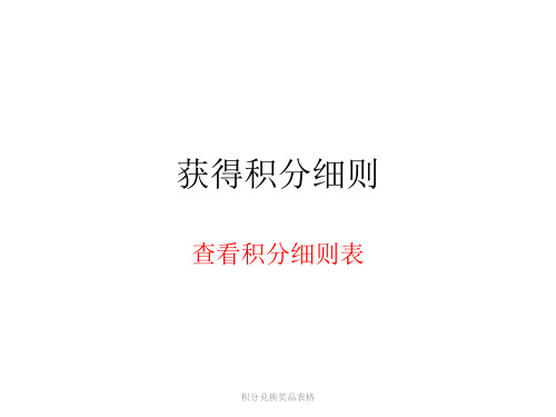 积分兑换奖品表格