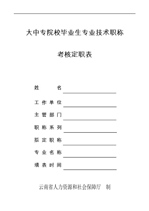 大中专院校毕业生专业技术职称考核定职表(样表2018年版) (1)