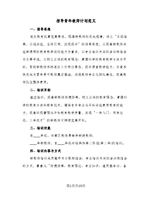 指导青年教师计划范文（四篇）