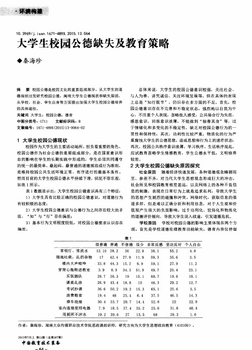 大学生校园公德缺失及教育策略