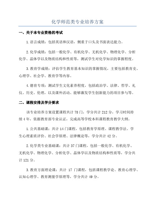 化学师范类专业培养方案