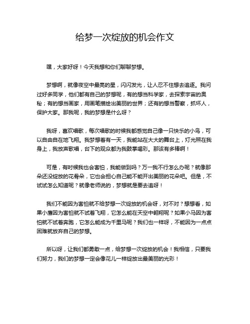 给梦一次绽放的机会作文