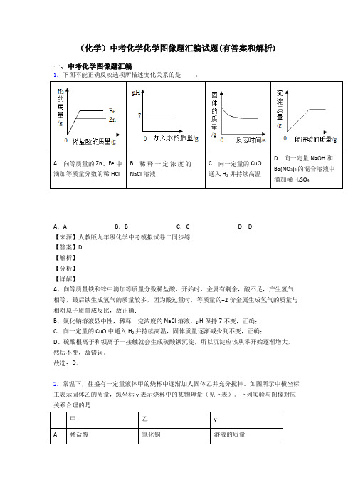 (化学)中考化学化学图像题汇编试题(有答案和解析)