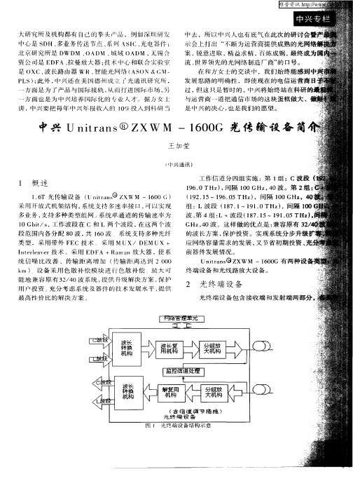 中兴Unitrans RZXWM—1600G光传输设备简介