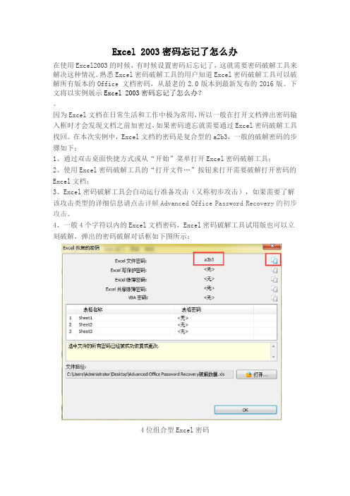 Excel 2003密码忘记了怎么办