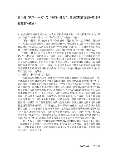 什么是横向一体化与纵向一体化1