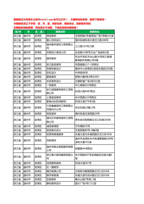 2020新版浙江省温州市龙湾区装修工商企业公司商家名录名单黄页联系电话号码地址大全95家