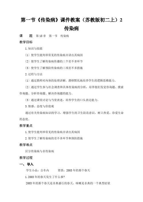 第一节《传染病》课件教案(苏教版初二上)2传染病