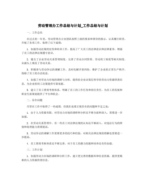 劳动管理办工作总结与计划_工作总结与计划