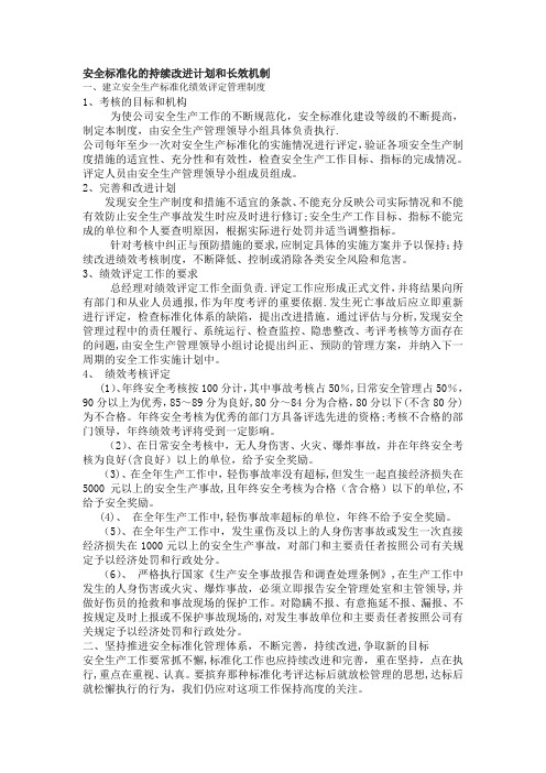 安全标准化的持续改进计划和措施