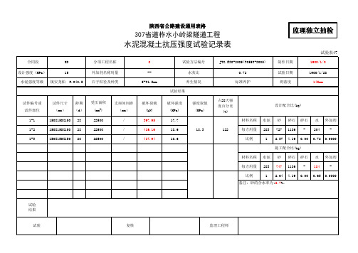 C15混凝土强度记录表(空表)