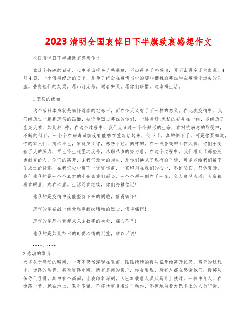 2023清明全国哀悼日下半旗致哀感想作文