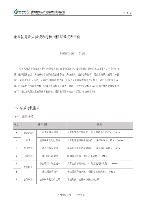 企业法务部人员绩效考核指标与考核表示例.pdf