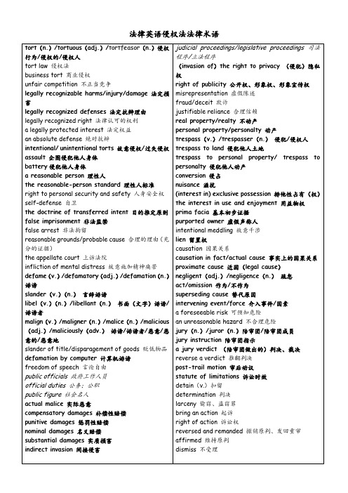 法律英语侵权法法律术语
