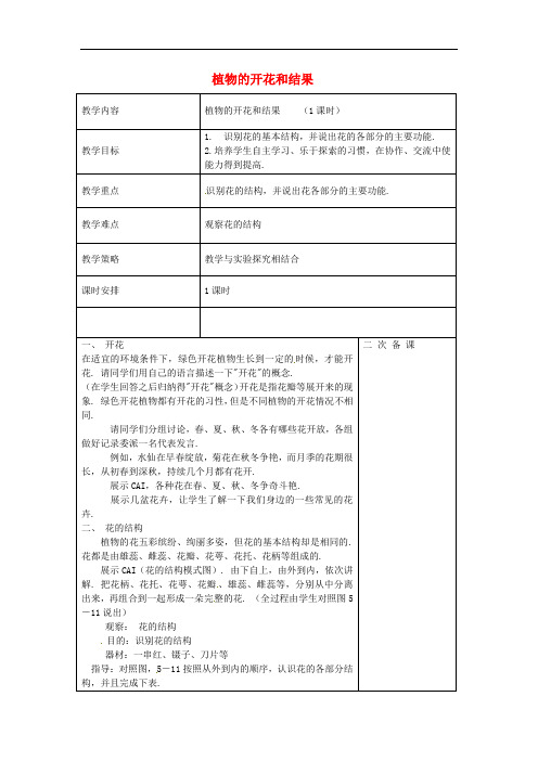 苏教版生物七上《植物的开花和结果》同课异构 精品教案