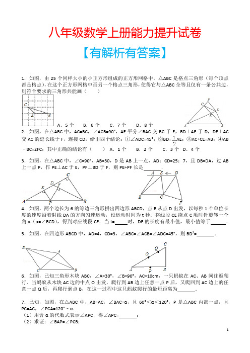 八年级数学上册能力提升试卷【有解析有答案】